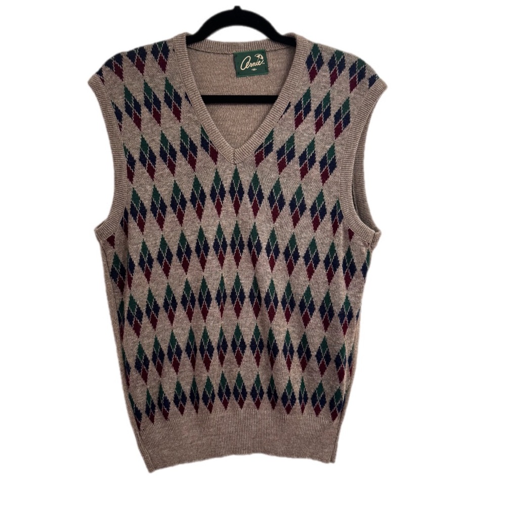 Vintage Arnie Arnold Palmer Orlon Acrylic Argyle V Neck Sweater Vest size M